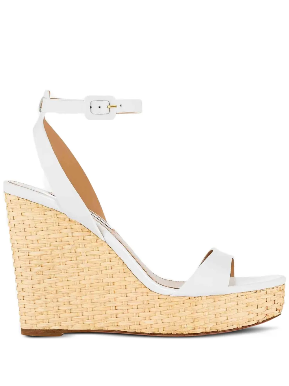 Aquazzura 110mm Sunseeker leather wedge espadrilles White