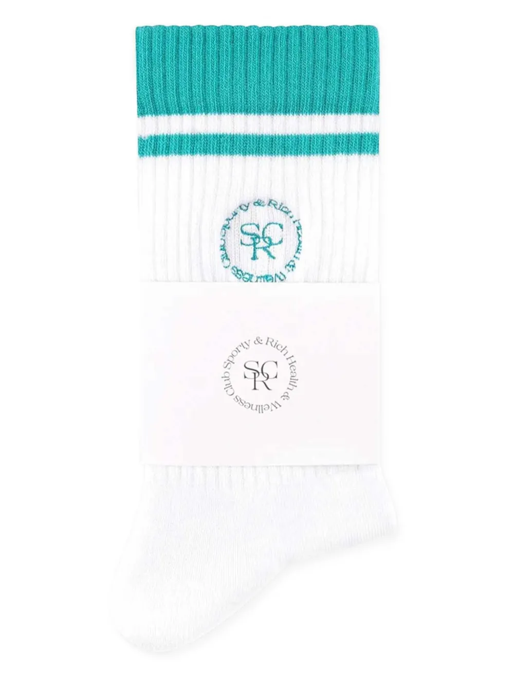 Sporty & Rich logo-embroidered striped socks Wit
