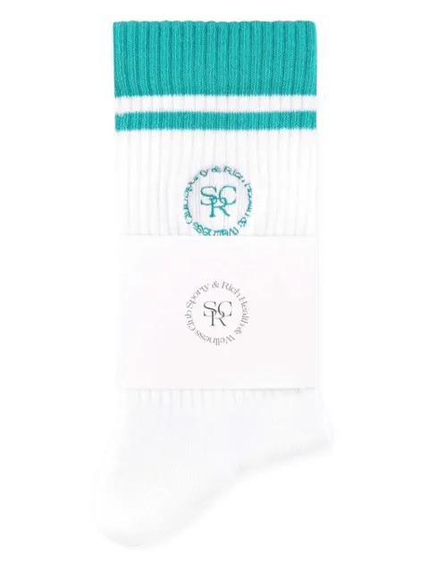 Sporty & Rich logo-embroidered striped socks