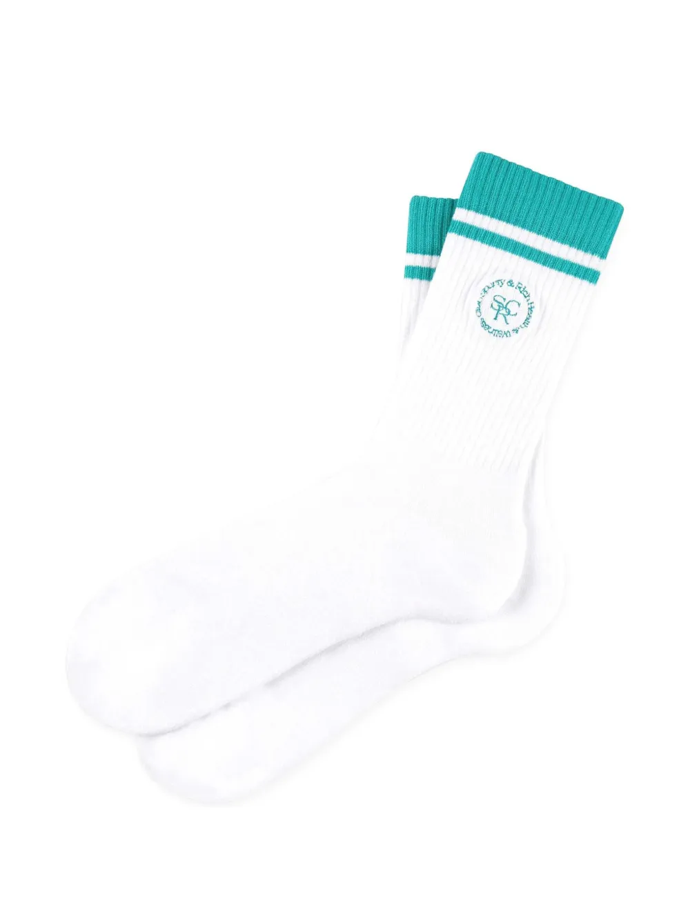 Sporty & Rich logo-embroidered striped socks Wit