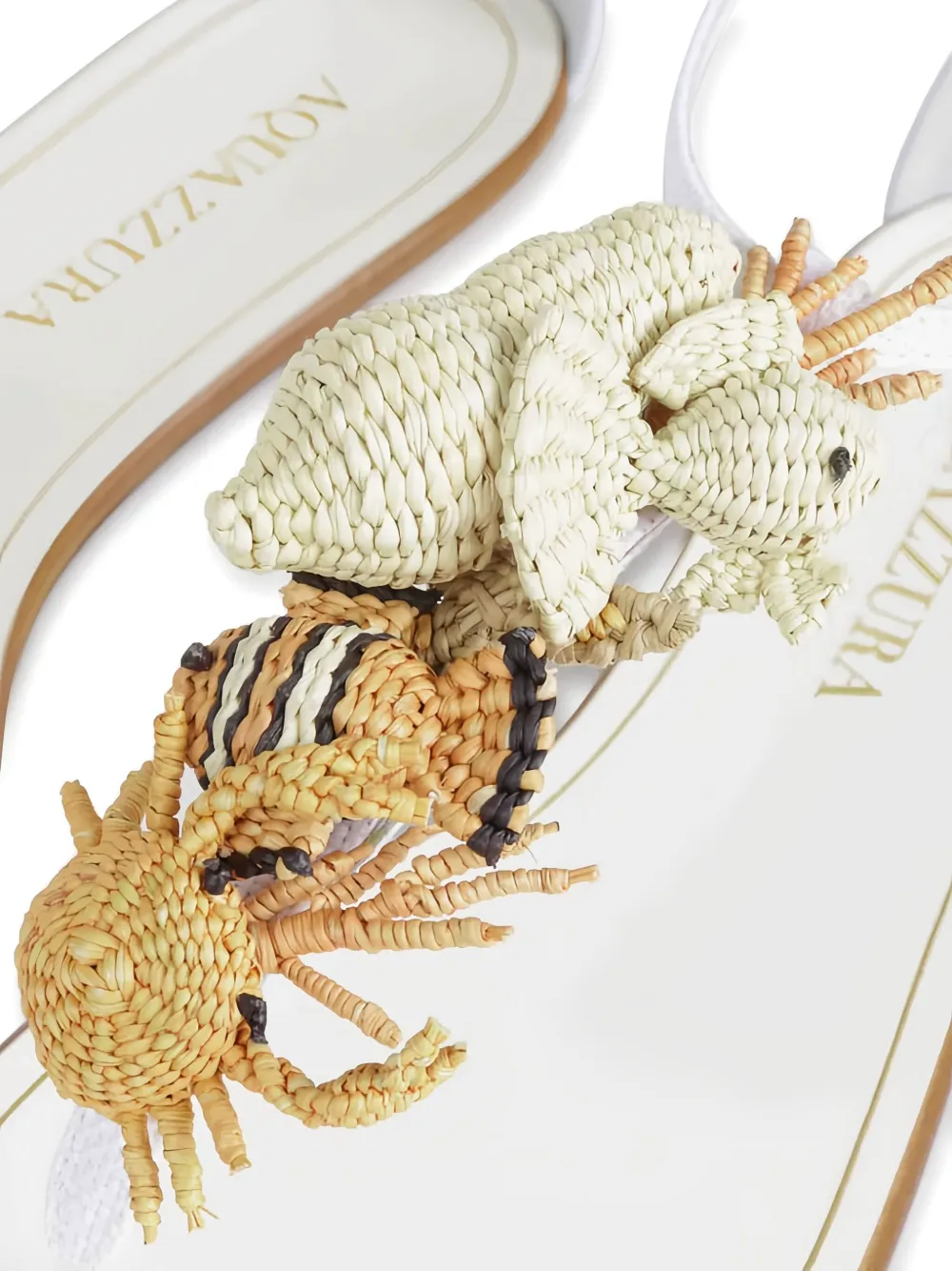 Aquazzura raffia sea-creature sandals White