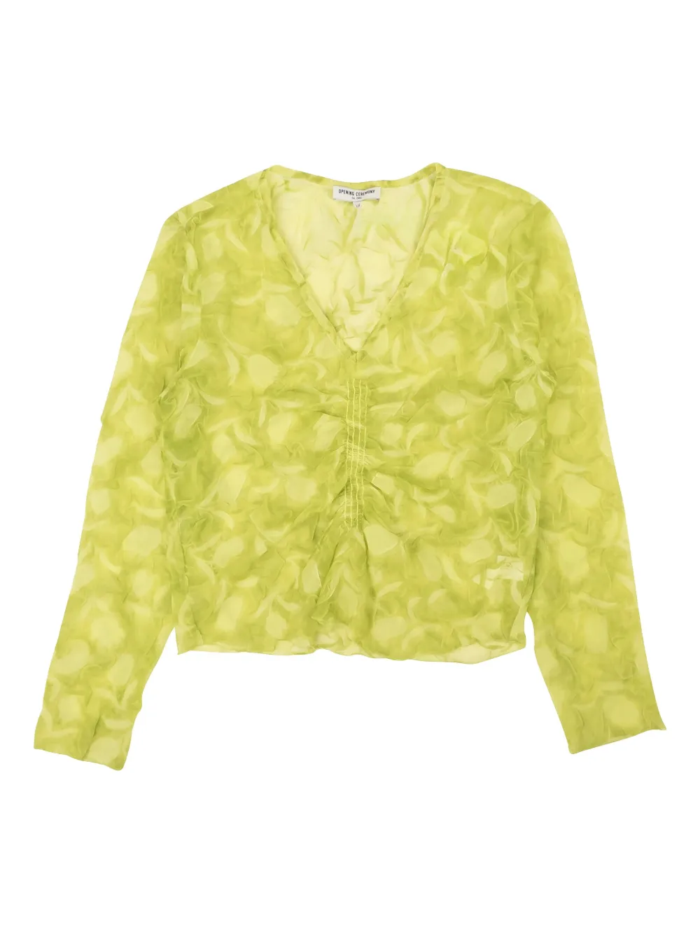crinkle-effect long-sleeve blouse