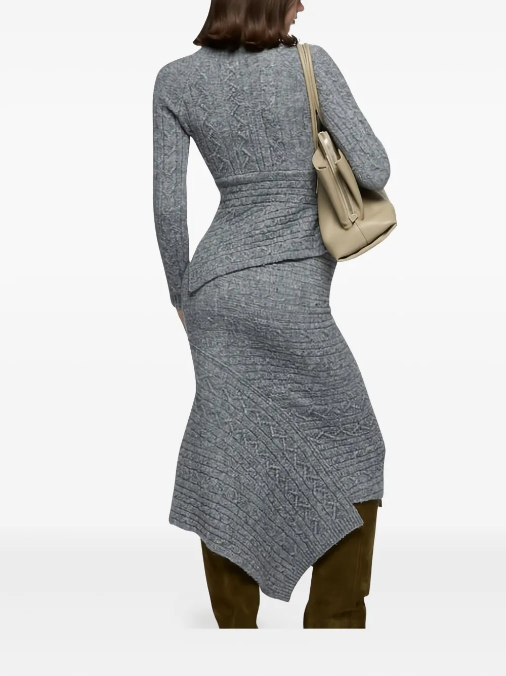 Attico Sweater In Brown Cable Wool Mix Knit In Gray