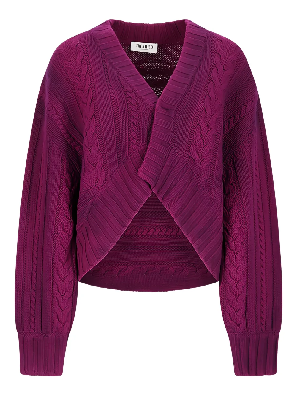 The Attico cable-knit v-neck cardigan | Purple | Image 1