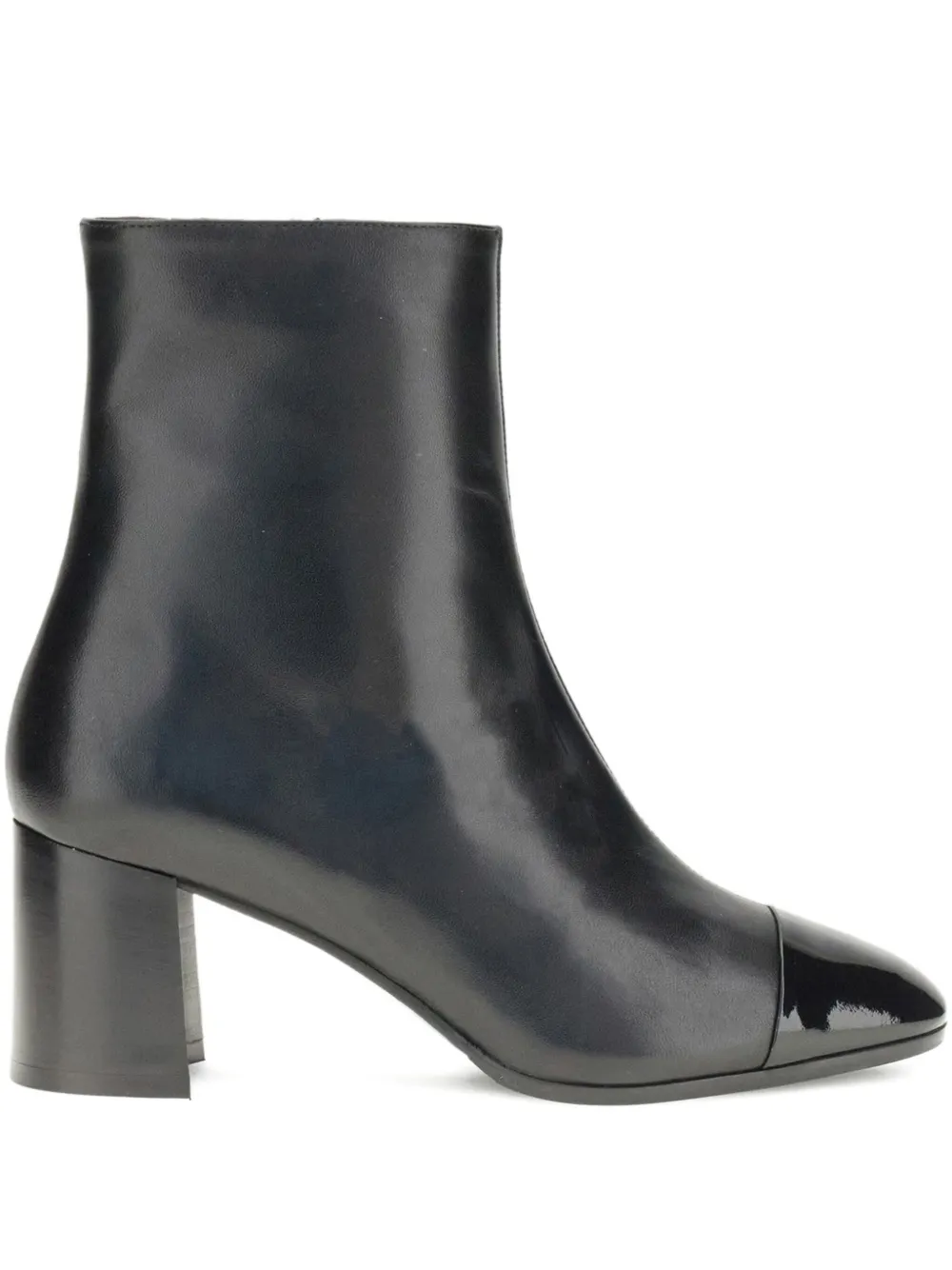 Carel Paris 7mm Espirit Patent-cap Block-heel Boots In Black