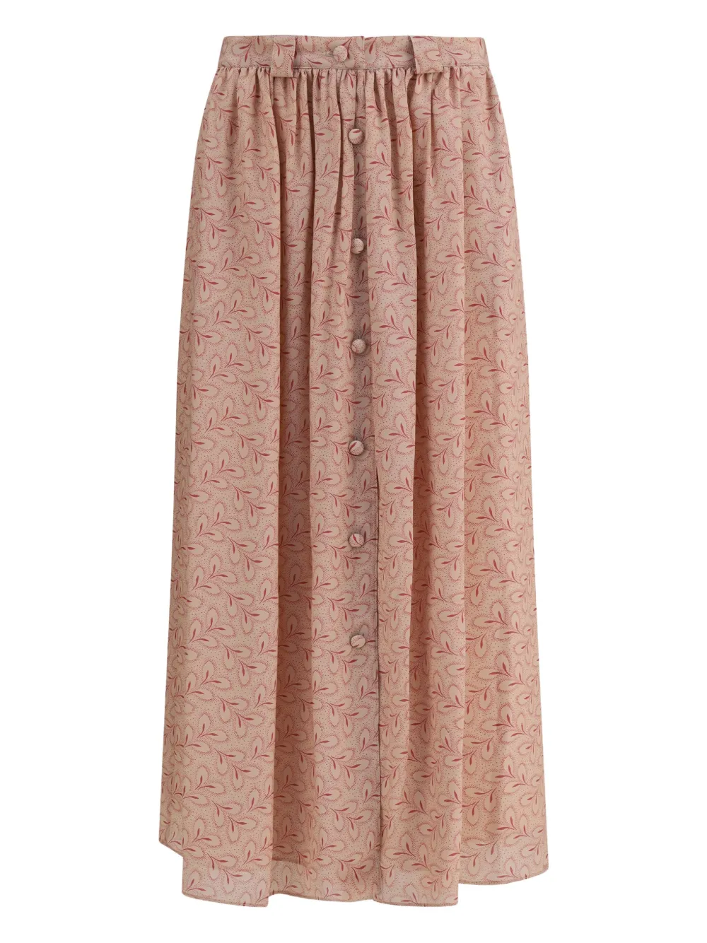 Kristina Ti Foliage-print Button-front Midi Skirt In Multi