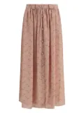 Kristina Ti foliage-print button-front midi skirt - Pink