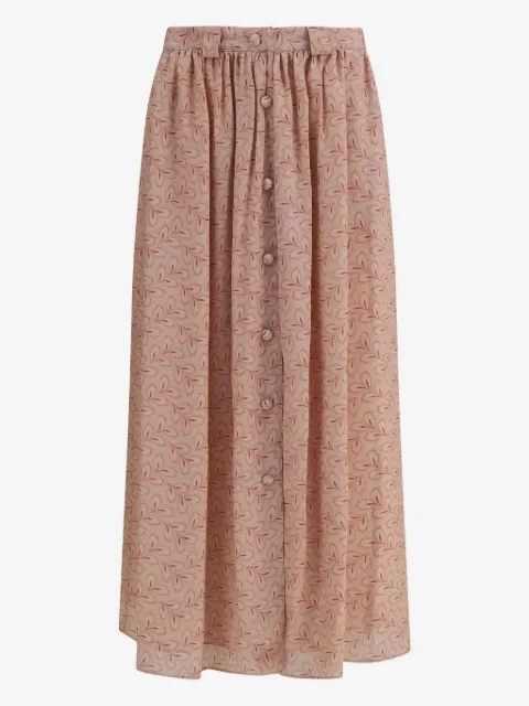 Kristina Ti foliage-print button-front midi skirt