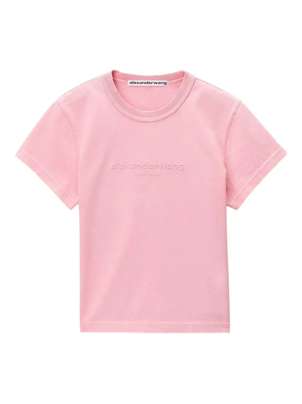 Alexander Wang Embossed-logo Acid-wash T-shirt In Pink