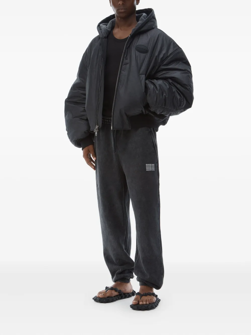 Alexander Wang Acid Wash Sweatpant In Dense Fleece In Black