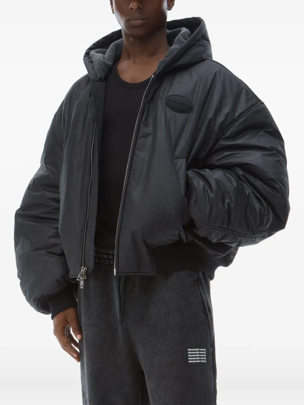 Alexander Wang Acid Wash Sweatpant In Dense Fleece In Black