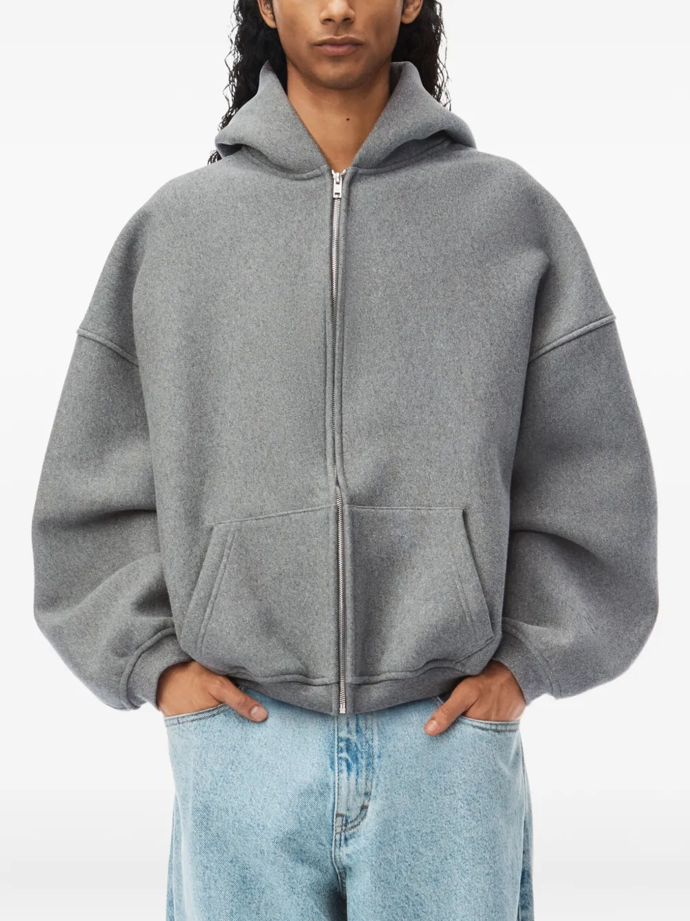 Alexander Wang Puff Logo zip-up hoodie Grijs