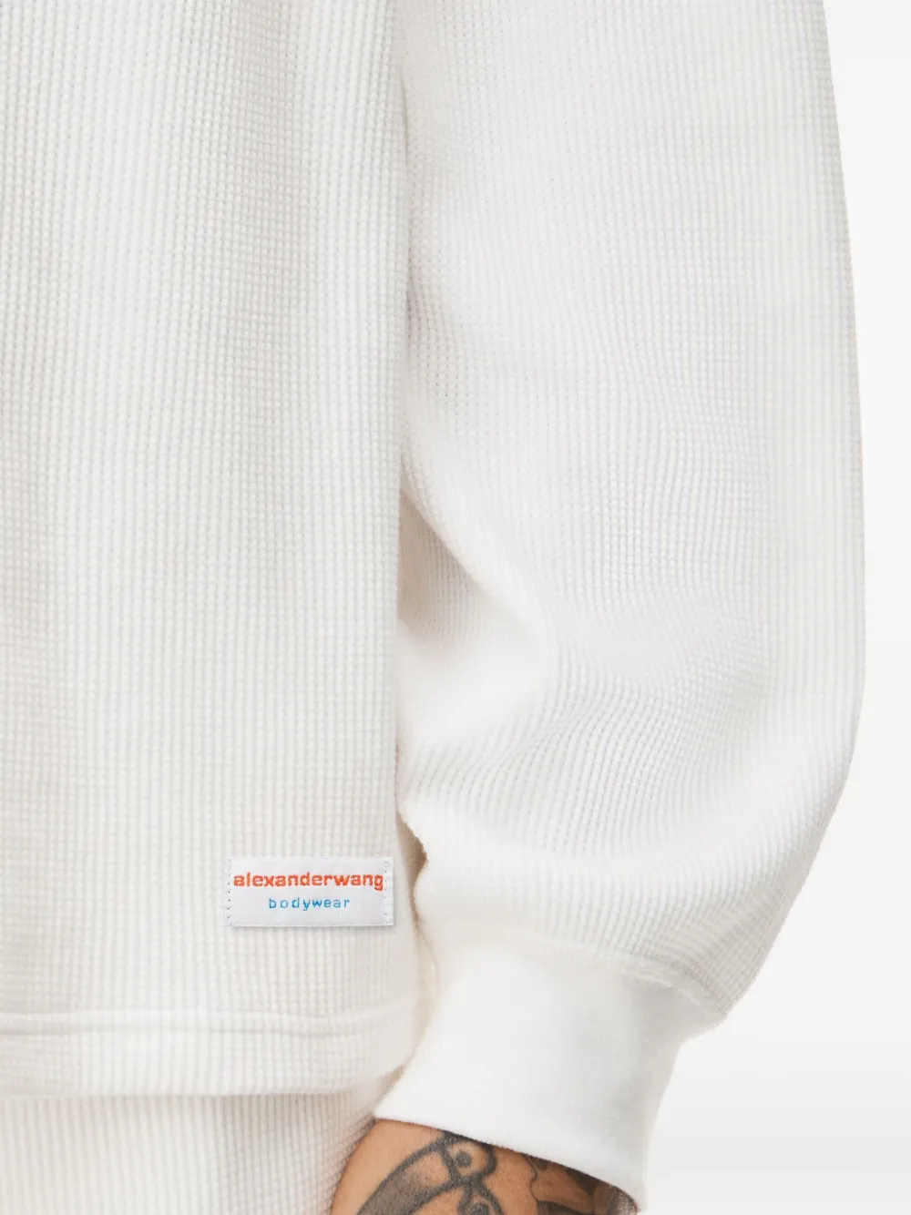 Alexander Wang Unisex Long Sleeve In Cotton Waffle Thermal In White
