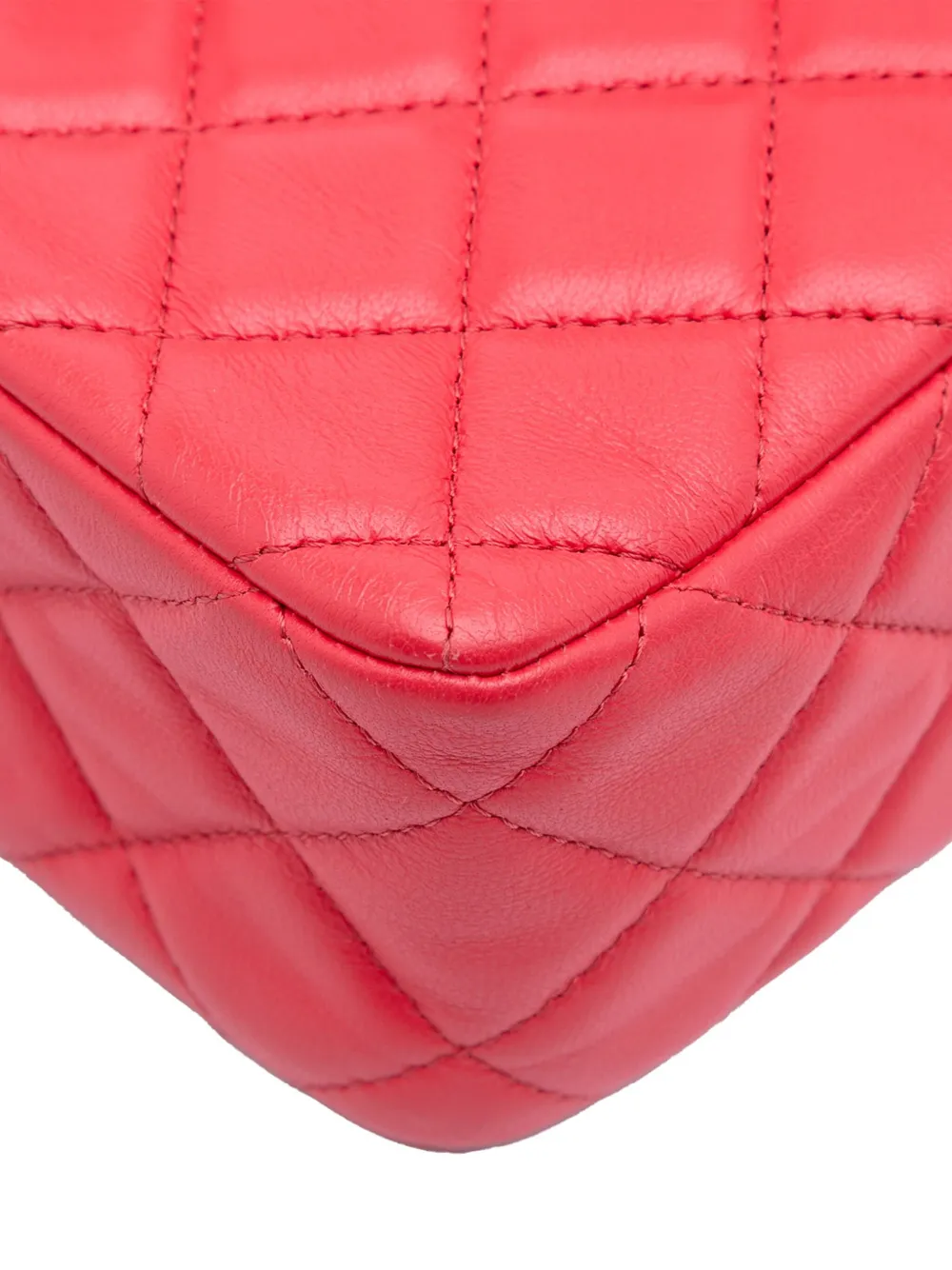 Pre-owned Chanel 2021-2025 Mini Square Classic Lambskin Casino Royale Charms Single Flap Crossbody Bag In Red