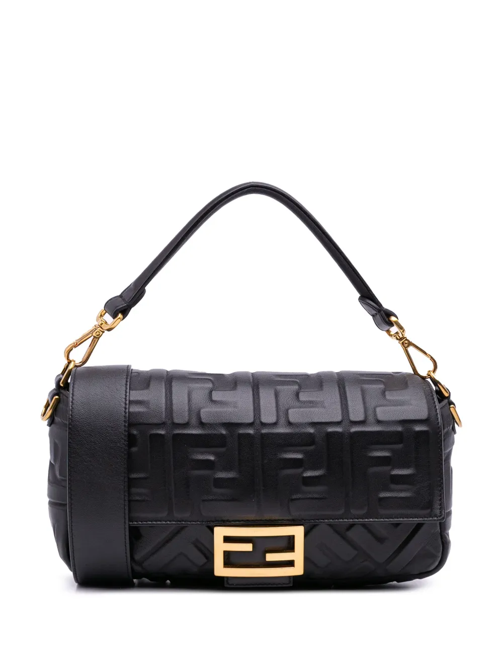 Fendi Pre-Owned 2010-2025 Zucca Embossed Leather Baguette satchel | Black | Image 1