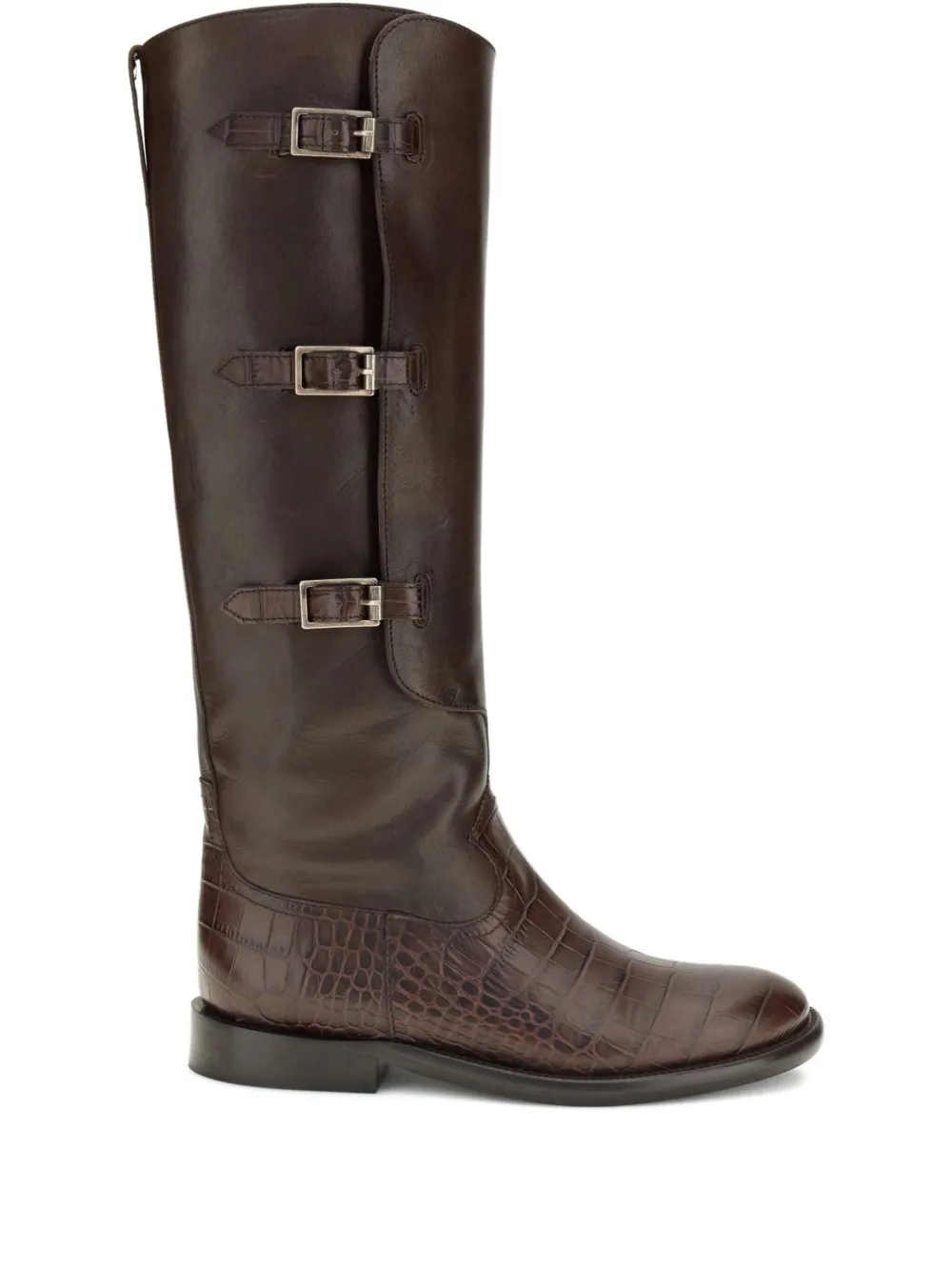 Paris Texas Montana crocodile-embossed buckle boots Brown