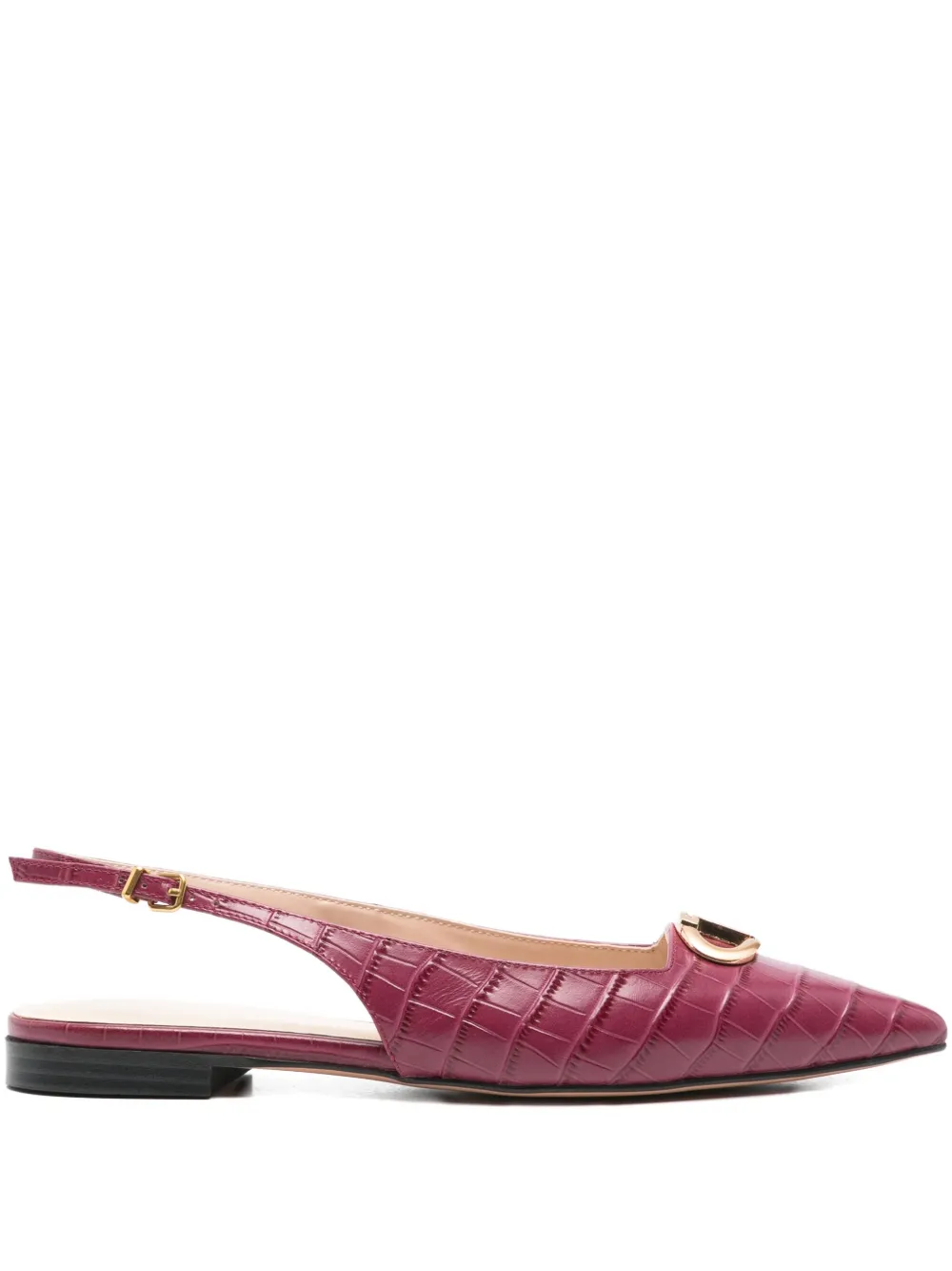 Twinset Crocodile-effect Slingback Pumps In Animal Print