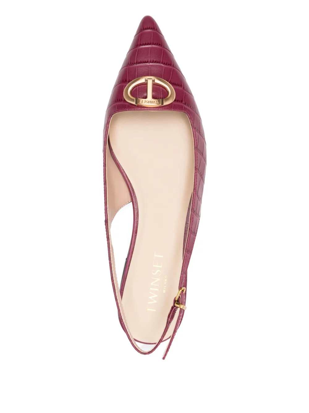 Twinset Crocodile-effect Slingback Pumps In Animal Print