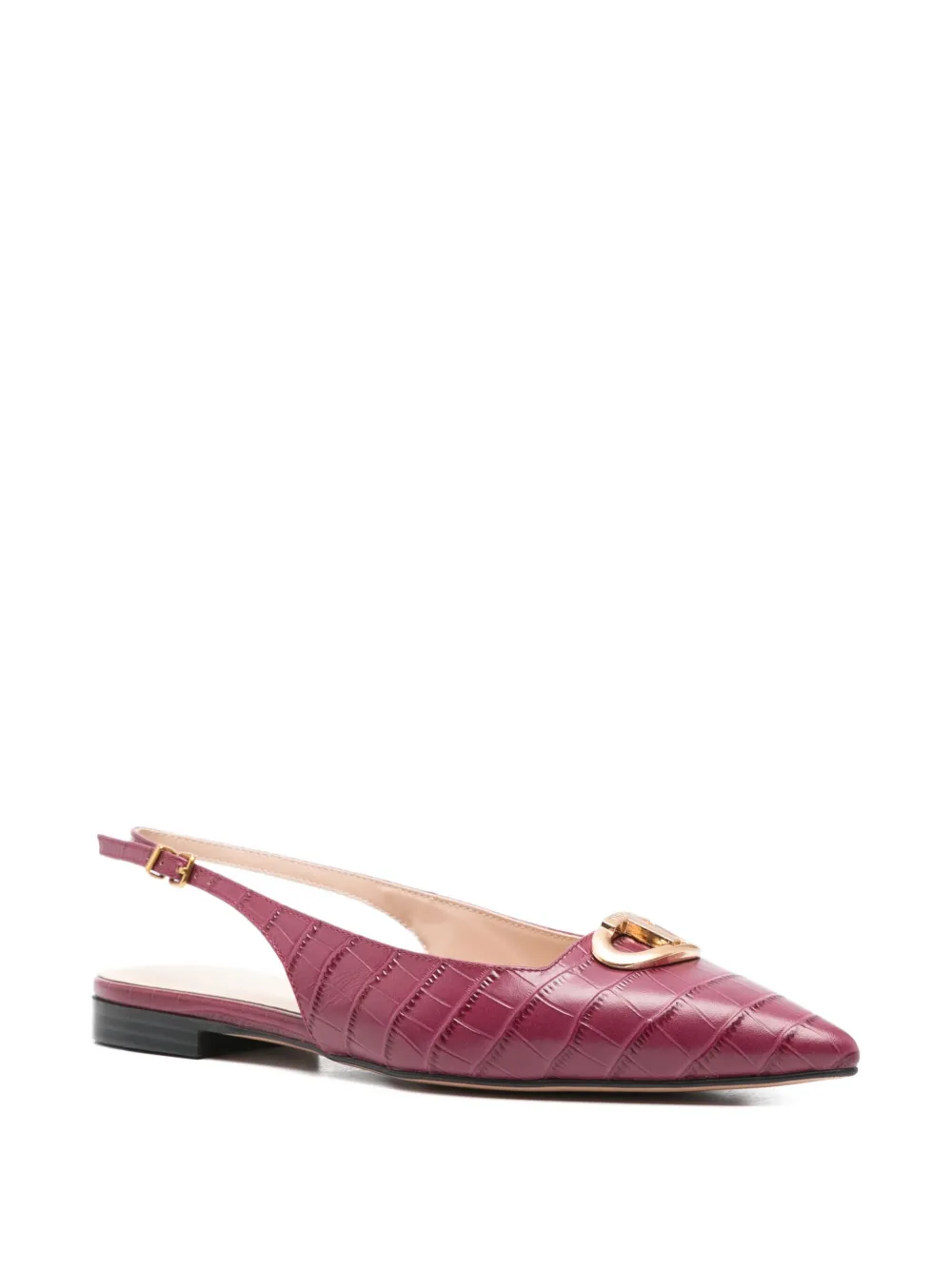 Twinset Crocodile-effect Slingback Pumps In Animal Print