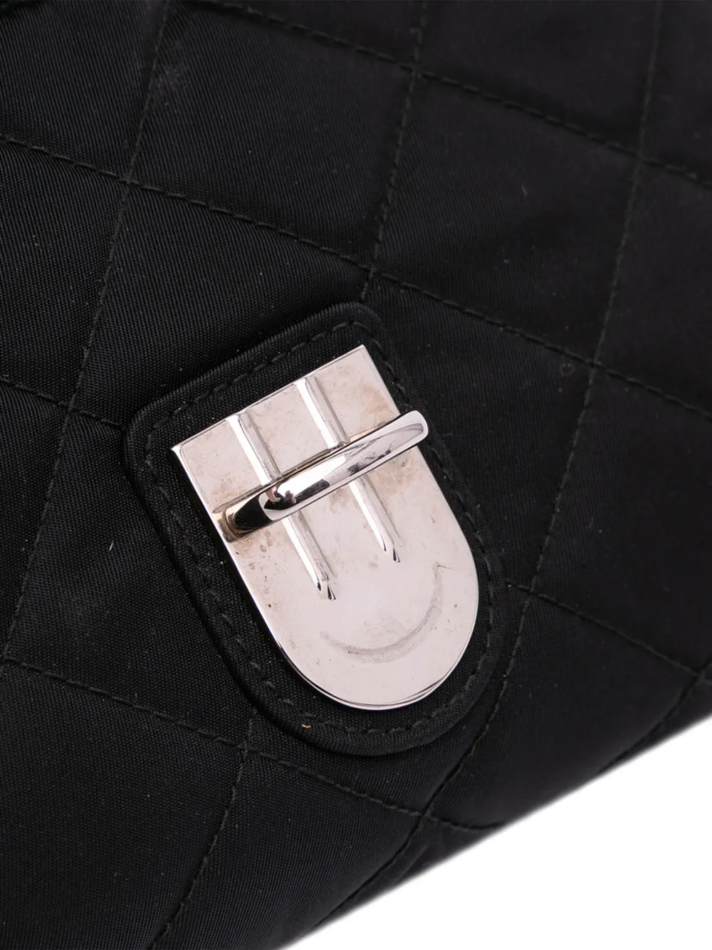 Pre-owned Prada 2000-2025 Impuntu Tessuto Chain Crossbody Bag In Black