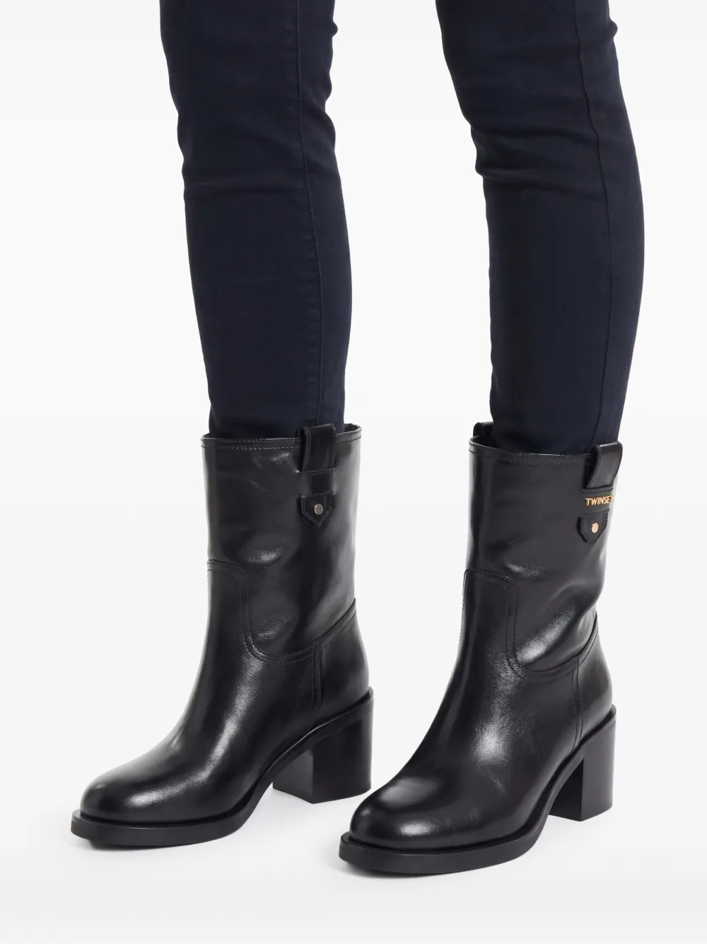 TWINSET 70 mm enkellaarzen met blokhak Zwart