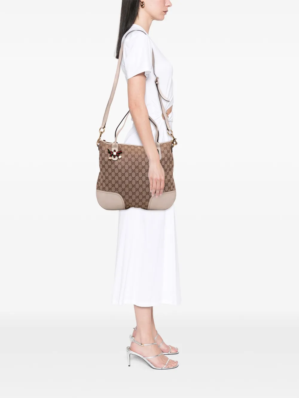 Pre-owned Gucci 2016-2025 Gg Canvas Princy Satchel In Brown
