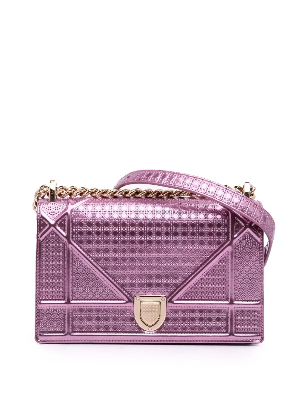 2018 Small Metallic Patent Microcannage Diorama Flap crossbody bag