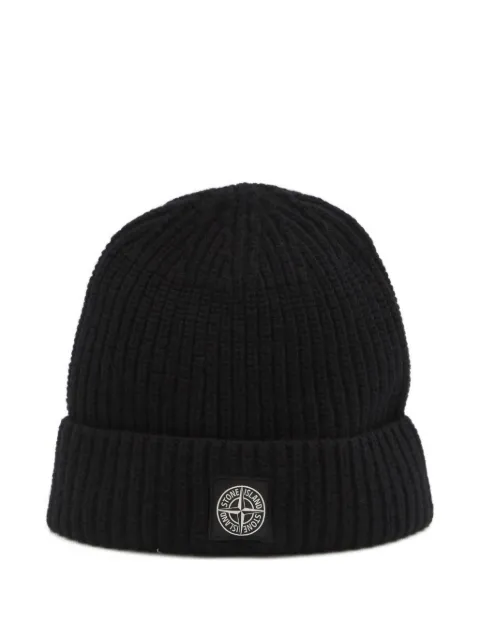 Stone Island bonnet en maille côtelée à logo