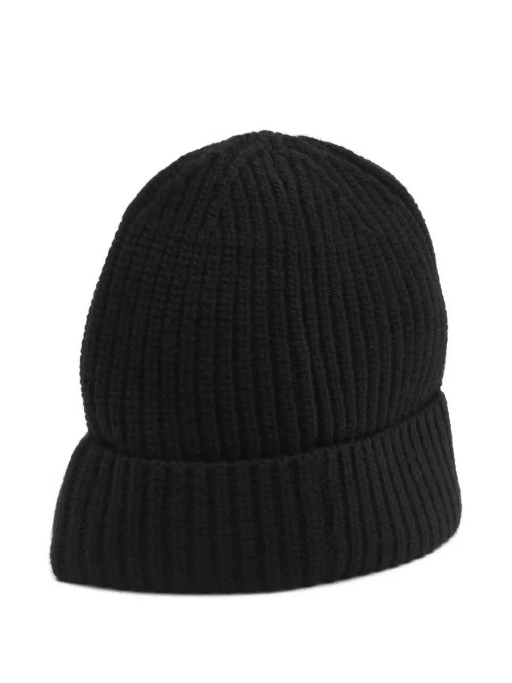 Stone Island Beanie With Compass Logo Patch In Black