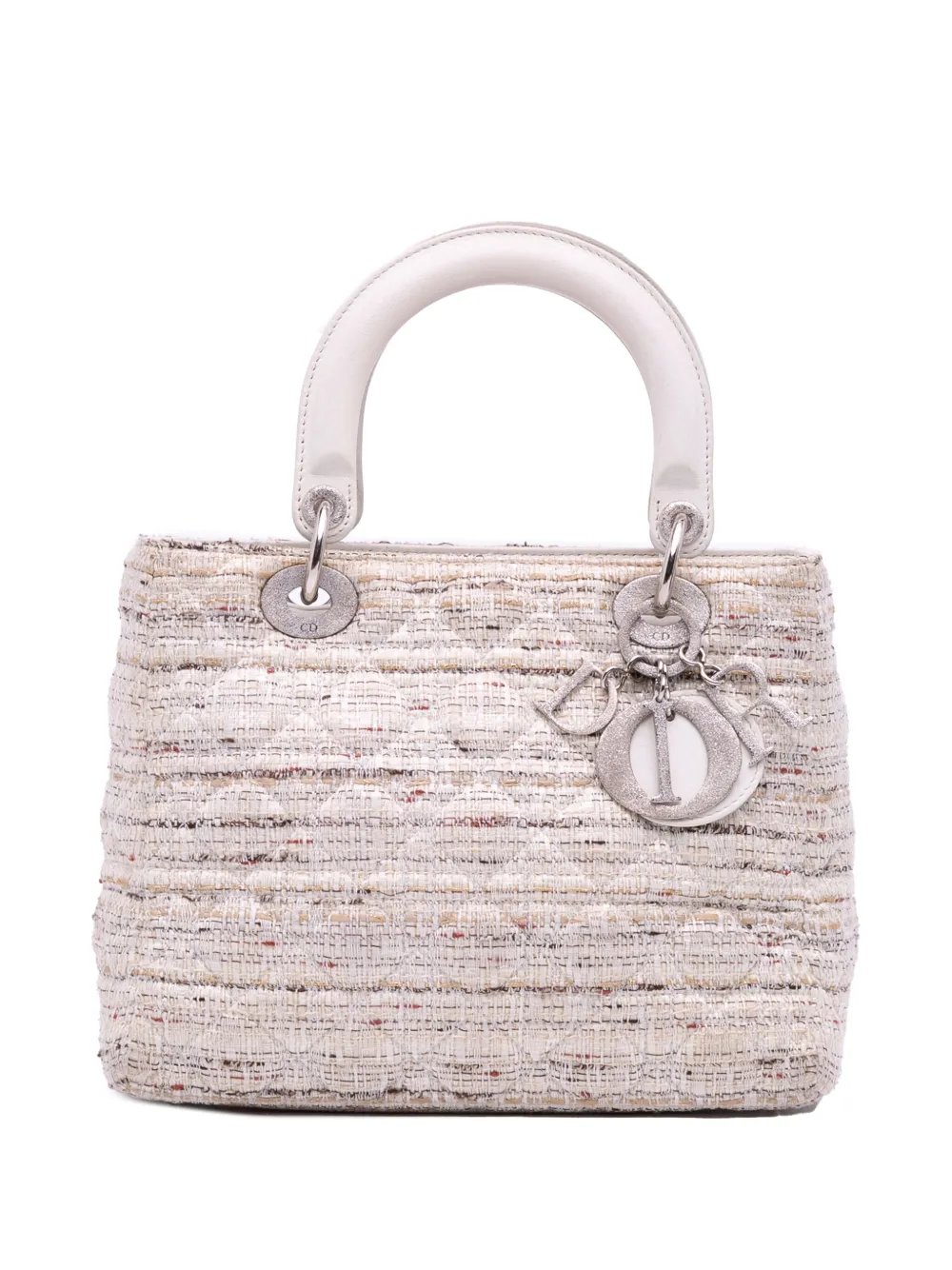 Christian Dior Pre-Owned 2010 ミディアム レディ ディオール カナージュ サッチェルバッグ - ホワイト Christian Dior Pre-Owned 2010 ミディアム レディ ディオール カナージュ サッチェルバッグ - ホワイト