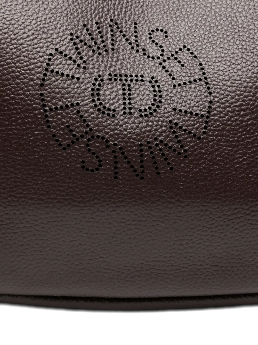 TWINSET Leren schoudertas met logo Bruin