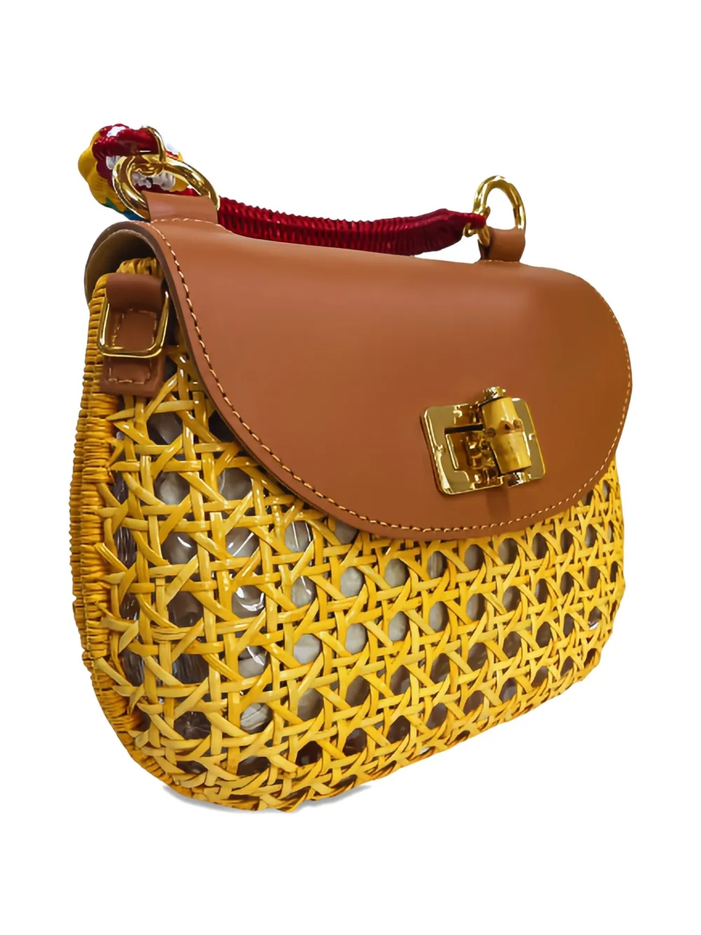 SERPUI Geweven clutch met papegaaihandgreep - Bruin