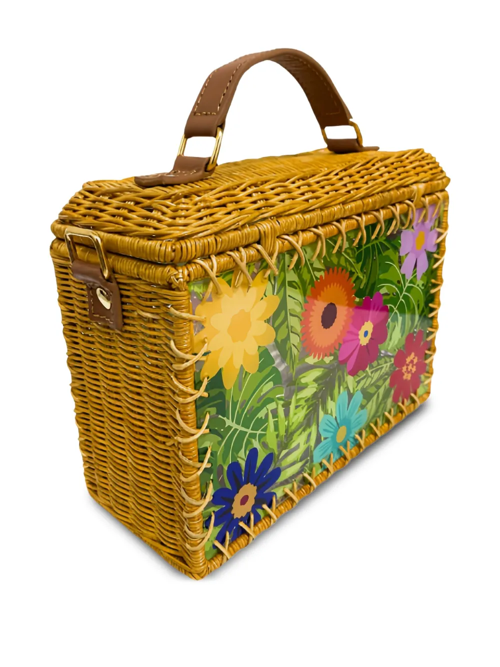 Serpui Lorraine Flora Wicker Bag In Brown