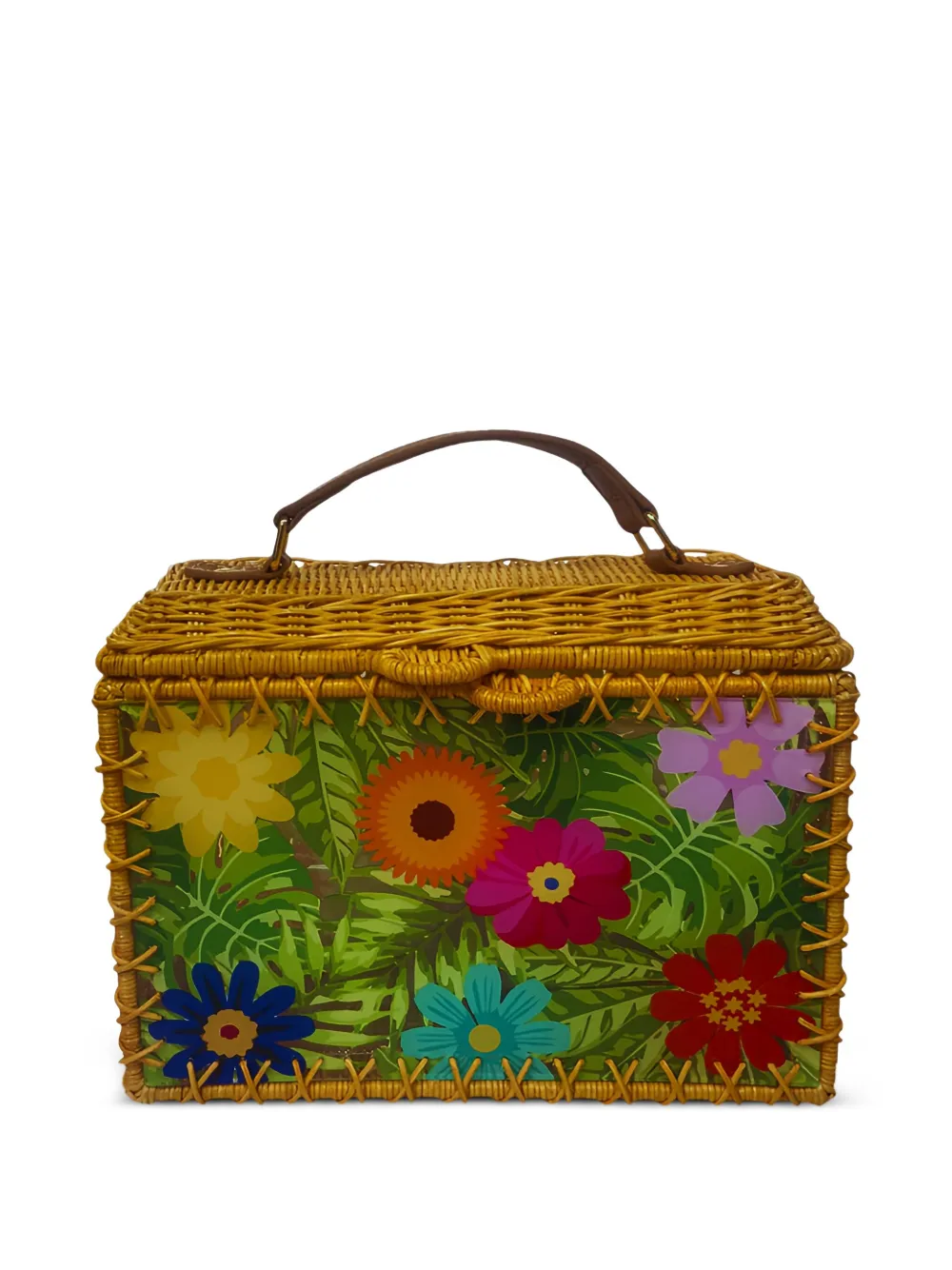 Serpui Lorraine Flora Wicker Bag In Brown