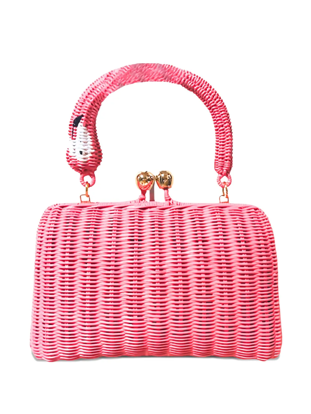 SERPUI flamingo-handle wicker mini bag | Pink | Image 1