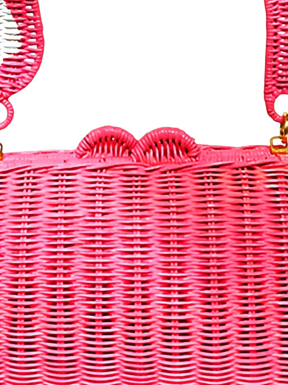 Serpui Flamingo-handle Wicker Mini Bag In Pink