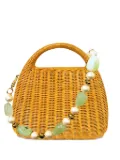 SERPUI wicker beaded tote bag - Brown
