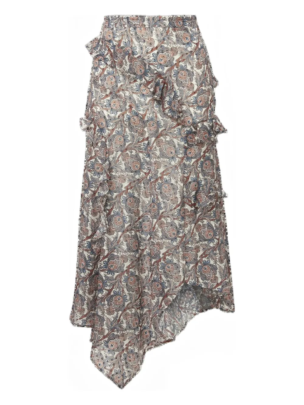 Veronica Beard paisley ruffled asymmetric skirt | White | Image 1