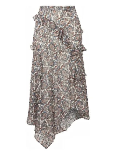 Veronica Beard paisley ruffled asymmetric skirt