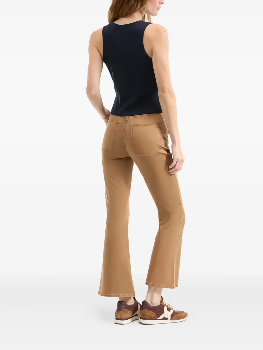 Veronica Beard Carson High-rise Ankle Flare Jeans With Slant Pockets In Brown