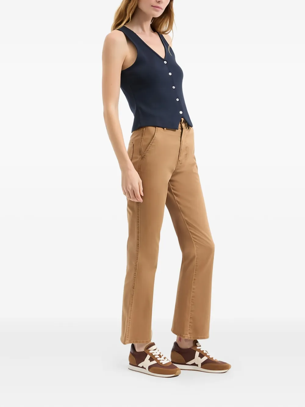Veronica Beard Carson High-rise Ankle Flare Jeans With Slant Pockets In Brown
