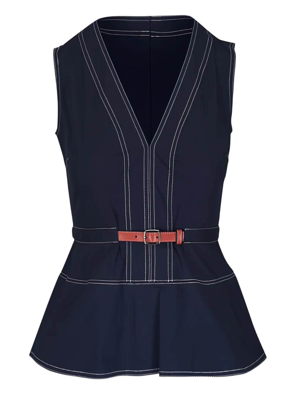 Veronica Beard top con cinturón y cuello en V | azul | Image 1