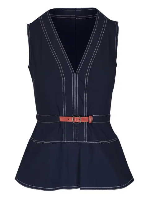 Veronica Beard top con cinturón y cuello en V