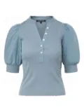Veronica Beard puff-sleeve button top - Blue