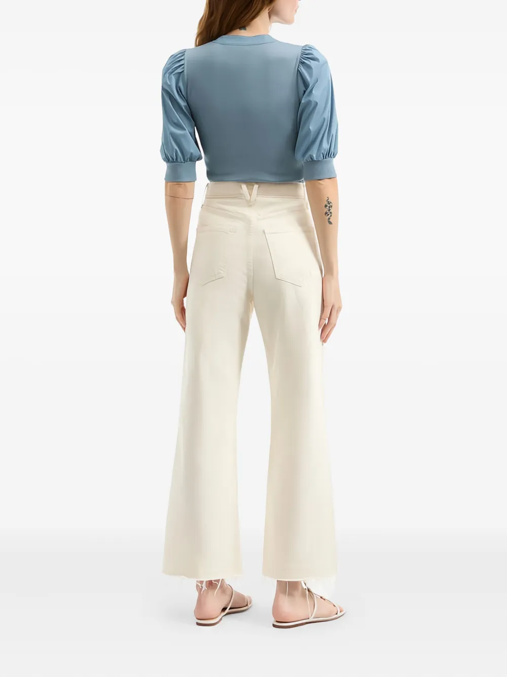 Veronica Beard Puff-sleeve Button Top In Blue