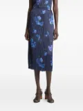 Vince Poppy Blur pleated floral midi skirt - Blue