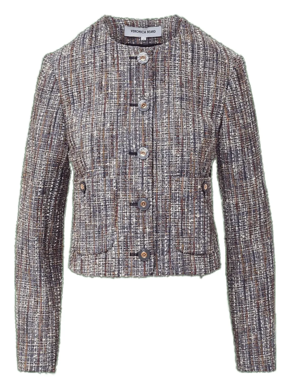 Veronica Beard Andrea button-embellishment tweed jacket | Neutrals | Image 1
