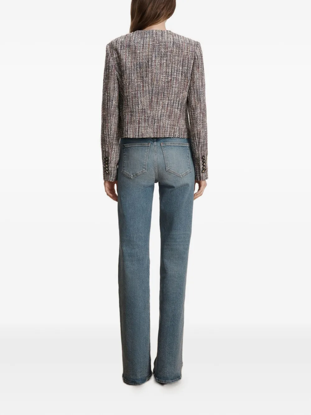 Veronica Beard Andrea Button-embellishment Tweed Jacket In Gray