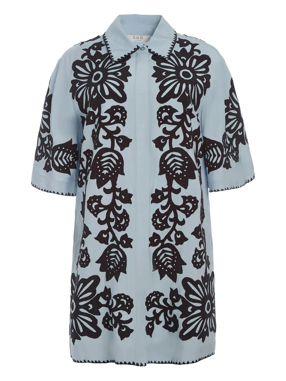 Sea Liliana  applique-floral shirt mini dress | Blue | Image 1