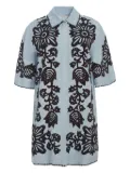 Sea Liliana applique-floral shirt mini dress - Blue